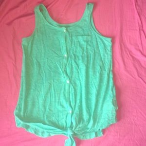 Mint green knotted shirt